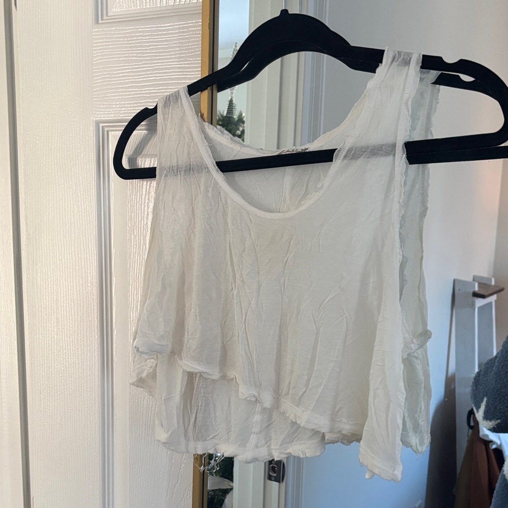 Free People White Layered Crop Top